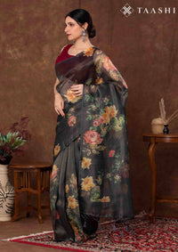 Black Tissue Contemporary Printed Saree