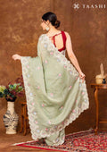 Sage Green Floral EmbroideRed Tissue Saree - Taashi