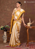 Yellow Box Pattern Printed Chanderi Saree - Taashi