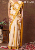 Yellow Box Pattern Printed Chanderi Saree - Taashi