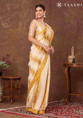 Yellow Box Pattern Printed Chanderi Saree - Taashi