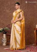 Yellow Box Pattern Printed Chanderi Saree - Taashi