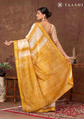 Yellow Box Pattern Printed Chanderi Saree - Taashi