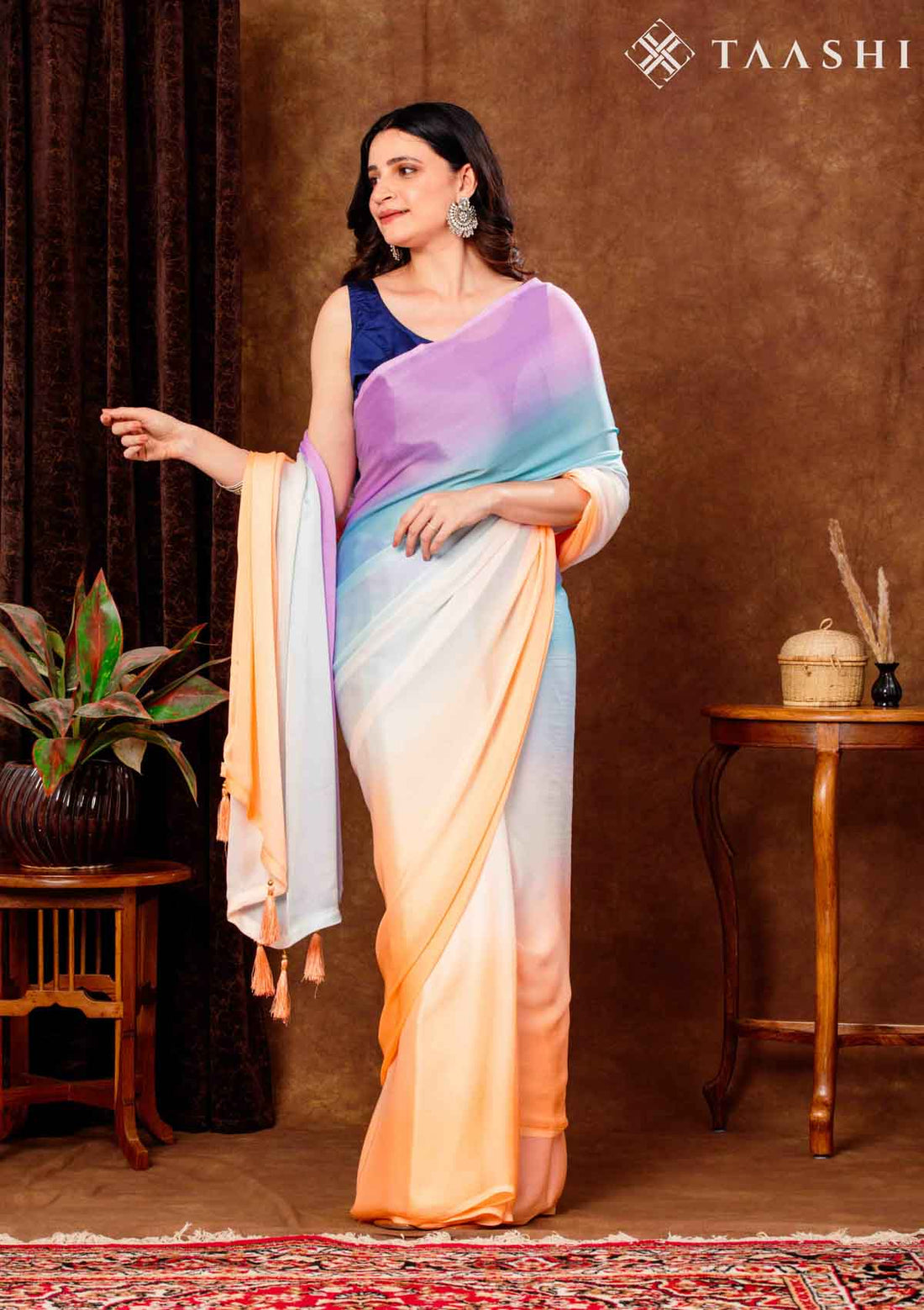 Multicolour Contemporary Woven Crepe Saree