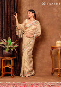Golden Swan EmbroideRed Curvy Edge BordeRed Tissue Saree - Taashi