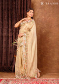 Golden Swan EmbroideRed Curvy Edge BordeRed Tissue Saree - Taashi