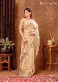 Golden Swan EmbroideRed Curvy Edge BordeRed Tissue Saree - Taashi