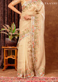 Golden Swan EmbroideRed Curvy Edge BordeRed Tissue Saree - Taashi