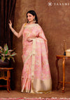 Blush Pink Tissue Contemporary Printed Saree
