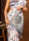 Grey Abstract Tusaar Saree - Taashi