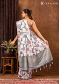 Grey Abstract Tusaar Saree - Taashi