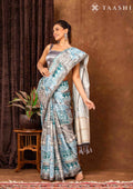 Dark Grey Traditional Abstract Tusaar Saree - Taashi