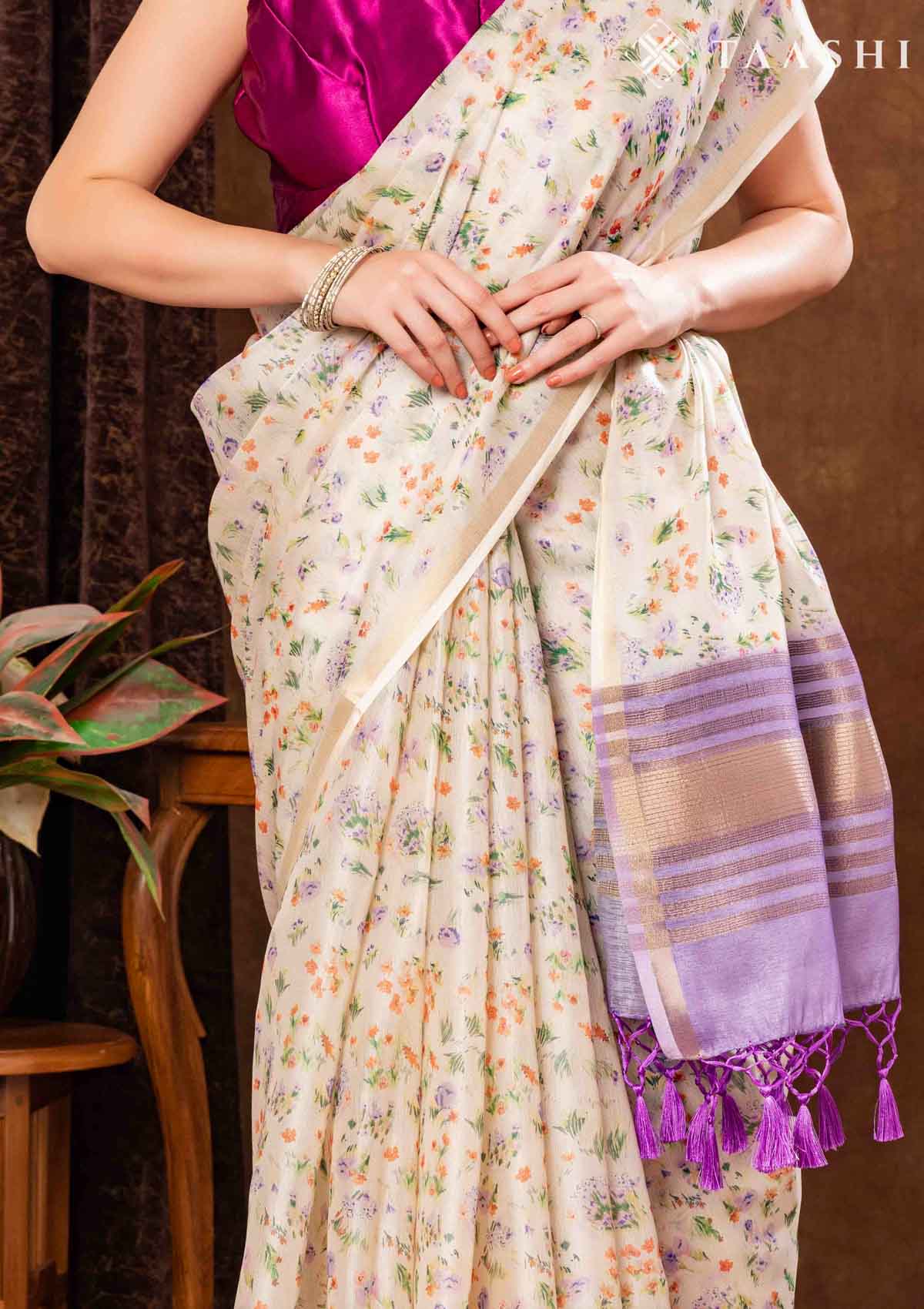 Beige Saree