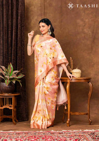 Peach Tissue Contemporary Printed Saree