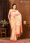 Pink And Dusty Pink Floral Printed Tissue Organza Saree - Taashi