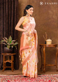 Pink And Dusty Pink Floral Printed Tissue Organza Saree - Taashi