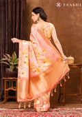 Pink And Dusty Pink Floral Printed Tissue Organza Saree - Taashi