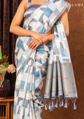 Grey Abstract Tusaar Saree - Taashi