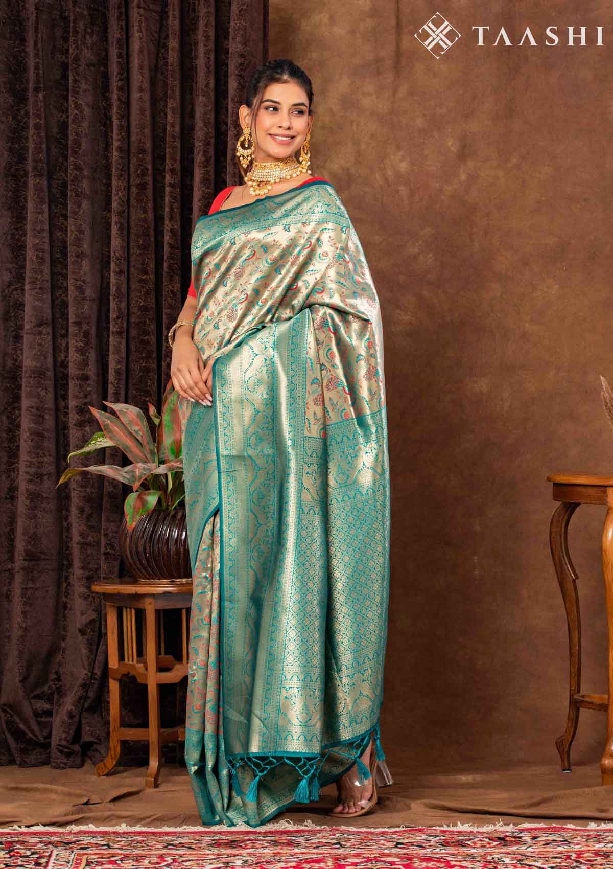 Teal Art Silk Saree