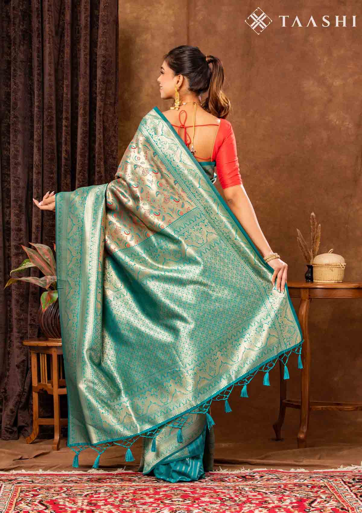 Teal Art Silk Saree