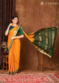 Mustard Crepe Saree With Zari Border - Taashi
