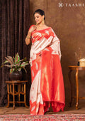Rose Gold Tissue Brocade Weaving Silk Saree - Taashi