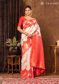 Rose Gold Tissue Brocade Weaving Silk Saree - Taashi