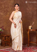 Cream Color Floral EmbroideRed Tussar Saree - Taashi
