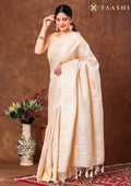 Cream Color Floral EmbroideRed Tussar Saree - Taashi