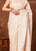 Cream Color Floral EmbroideRed Tussar Saree - Taashi