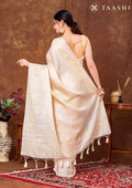 Cream Color Floral EmbroideRed Tussar Saree - Taashi
