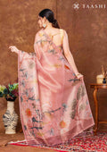 Peach Color Nature InspiRed Printed Tissue Organza Saree - Taashi
