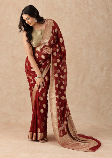 The Crimson Brocade Chiffon