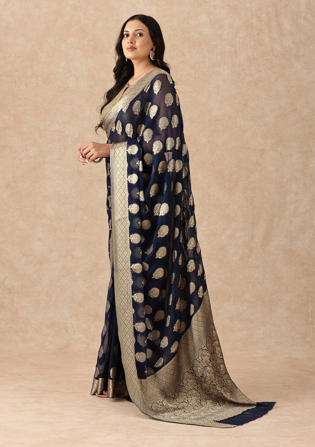 The Midnight Navy Brocade Chiffon