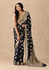 Navy Blue Contemporary Woven Chiffon Saree
