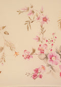 Cream Floral Printed Crepe Saree - Taashi