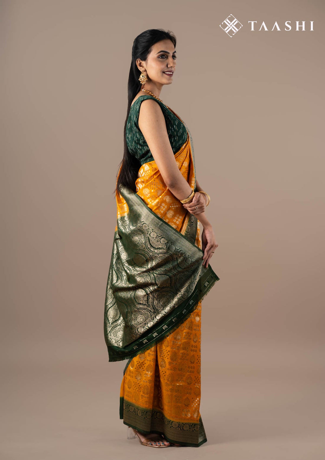 Mustard Yellow Banarasi Georgette Saree