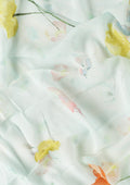Pastel Blue Watercolor Floral Printed Georgette Saree - Taashi