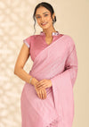 Mauve Linen Woven Saree