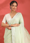 Pastel Green Linen Woven Saree