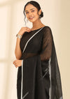 Black Linen Woven Saree