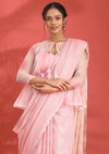 Blush Pink Linen Woven Saree