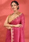 Magenta Linen Woven Saree