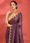 Plum Linen Woven Saree