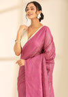Magenta Linen Woven Saree