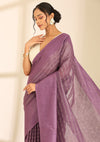 Violet Linen Woven Saree