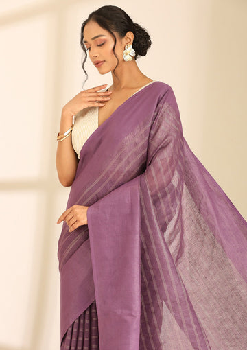 Violet Linen Woven Saree