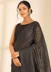 Black Linen Woven Saree
