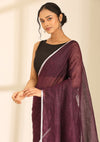 Purple Linen Woven Saree