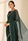 Emerald Green Linen Woven Saree